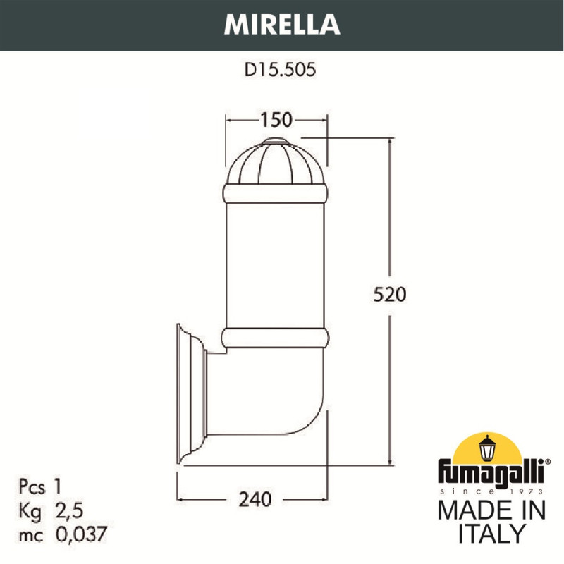 Светильник настенный Fumagalli D15.505.000.VXF1R.FRA