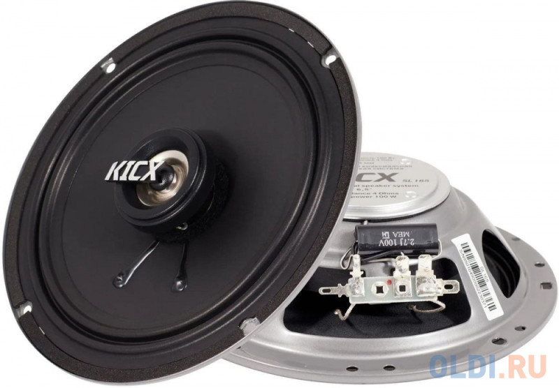 Колонки автомобильные Kicx SL-165 100Вт 91дБ 4Ом 16.5см (6 1/2дюйм) (ком.:2кол.) коаксиальные двухполосные