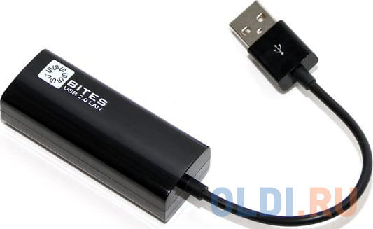 Кабель-адаптер 5bites UA2-45-02BK USB2.0 - RJ45 10/100 Мбит/с, 10см, черный