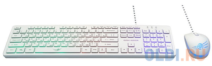 Dialog Проводной игровой набор KMGK-1707U WHITE Gan-Kata - клавиатура + опт. мышь с RGB подсветкой