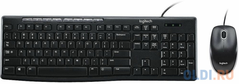 Комплект Logitech Desktop MK200 цвет черный, клавиатура 112 клавиш (8 мультимедиа), USB 1.8м, мышь 1000dpi, USB 1.8м, RTL