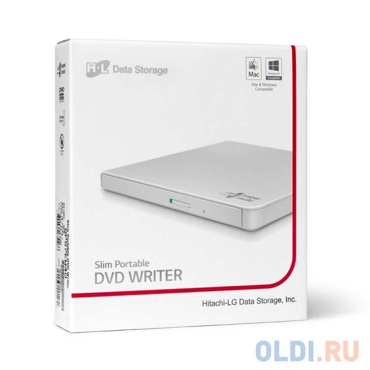 Оптич. накопитель ext. DVD±RW HLDS (Hitachi-LG Data Storage) GP57EW40 White <USB 2.0, 9.5mm, Tray, Retail