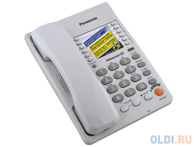 Телефон Panasonic KX-TS2363RUW ЖК-Дисплей, Flash, Recall, Pause, Память 20, Спикерфон, Wall mt.