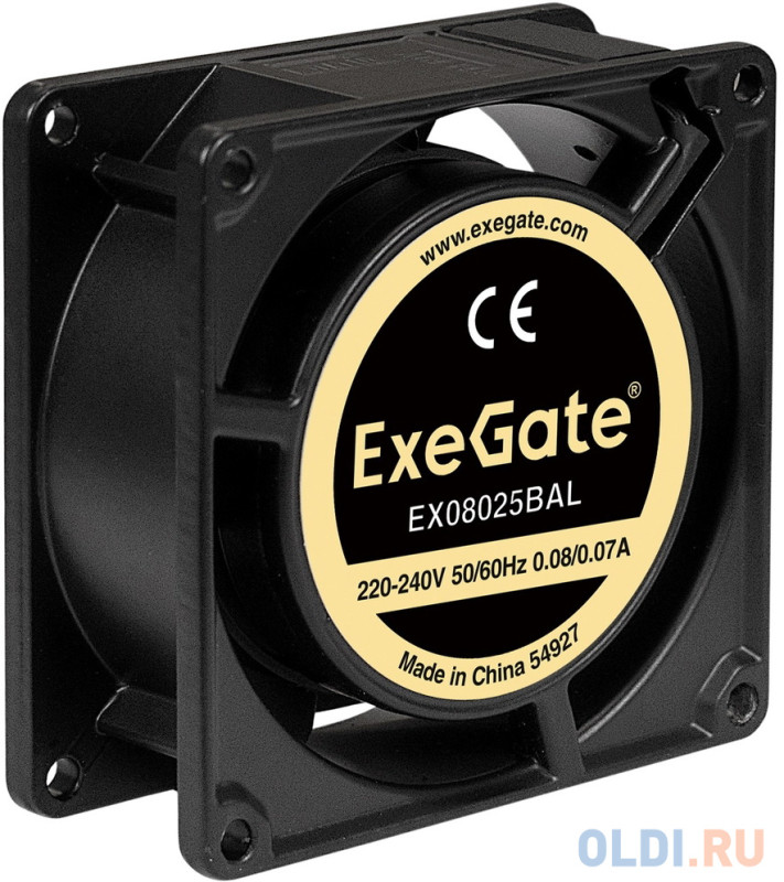 Exegate EX288997RUS Вентилятор 220В ExeGate EX08025BAL (80x80x25 мм, 2-Ball (двойной шарикоподшипник), подводящий провод 30 см, 2600RPM, 32dBA)