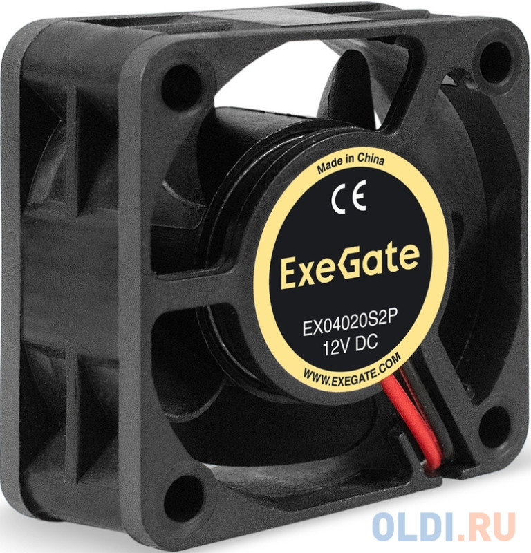 Вентилятор 12В DC ExeGate EX04020S2P (40x40x20 мм, Sleeve bearing (подшипник скольжения), 2pin (разъем 2.54), 6500RPM, 28dBA)