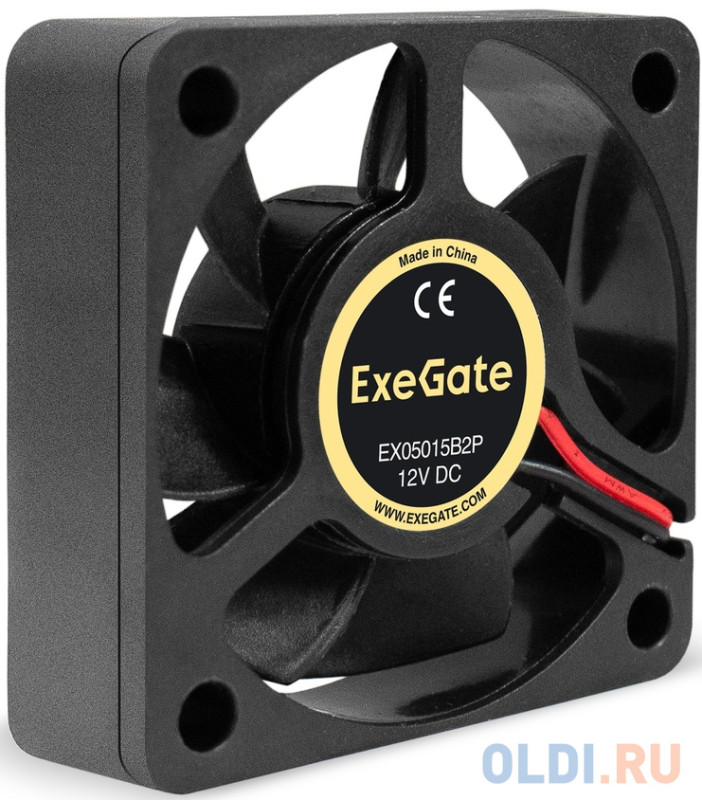 Вентилятор 12В DC ExeGate EX05015B2P (50x50x15 мм, 2-Ball (двойной шарикоподшипник), 2pin, 6000RPM, 33dBA)