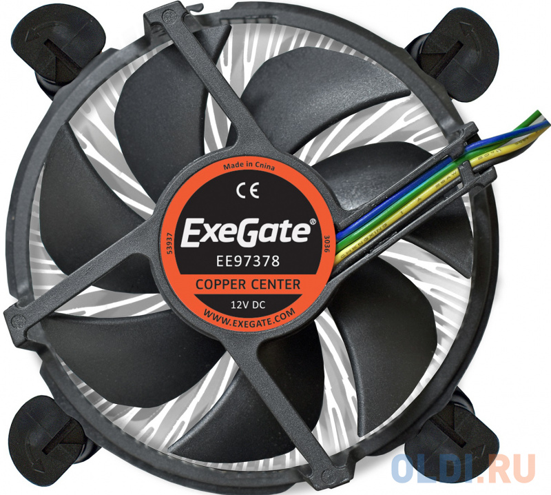 Exegate EX283278RUS Кулер ExeGate EE97378, Al + Copper, S1150/1151/1155/1156, TDP 95W, Hydro bearing, 4pin, 23.5db, BOX