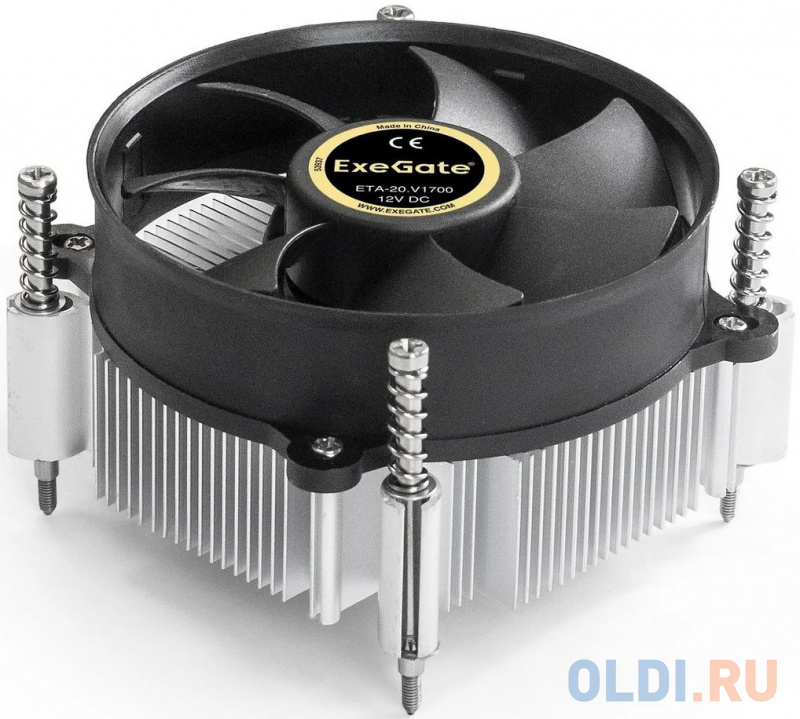 Кулер ExeGate ETA-20.V1700 (Al, LGA1700/1150/1151/1155/1156/1200/1366, TDP 90W, Fan 95mm, 2400RPM, Hydro bearing, 3pin, 22db, 340г, с термопастой, на