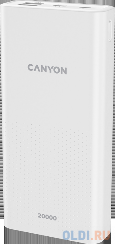 Внешний аккумулятор Power Bank 20000 мАч Canyon PB-2001 белый
