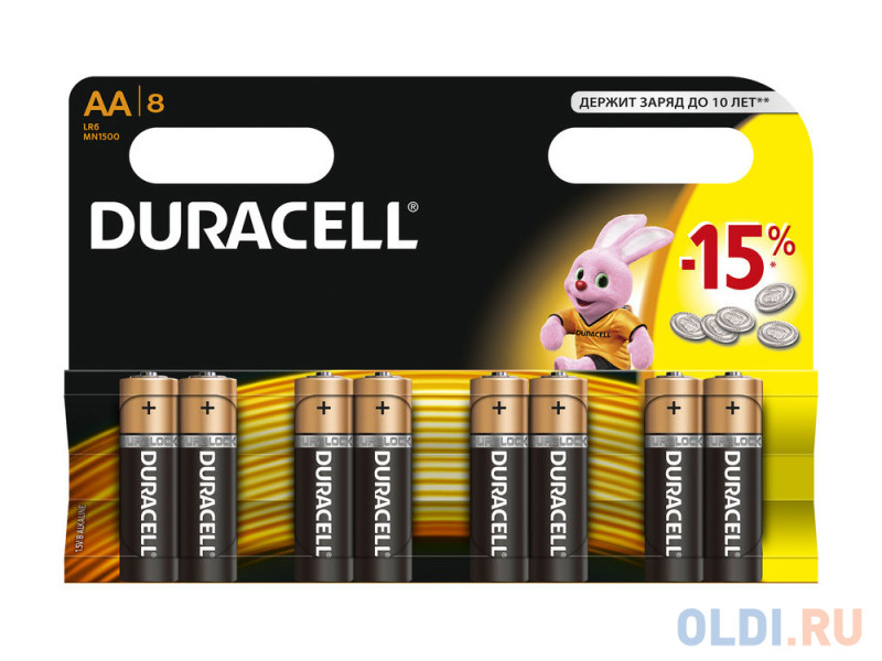 Батарейки Duracell MN1500 LR6 AA 8 шт