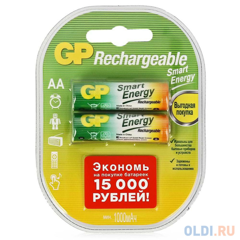 Аккумулятор GP Smart Energy 100AAHCSV AA NiMH 1000mAh 2 шт