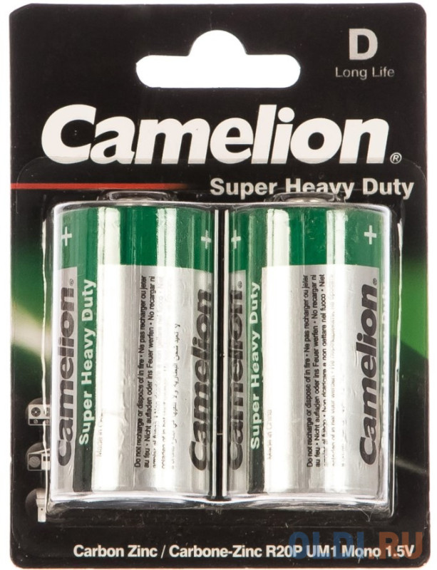 Camelion  R20  BL-2 (R20P-BP2G, батарейка,1.5В)  (2 шт. в уп-ке)