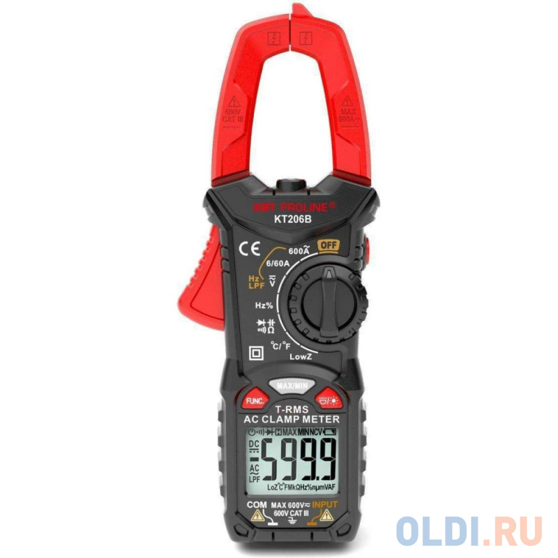 Клещи КВТ PROLINE KT206B  токовые цифровые 600А 600/600В