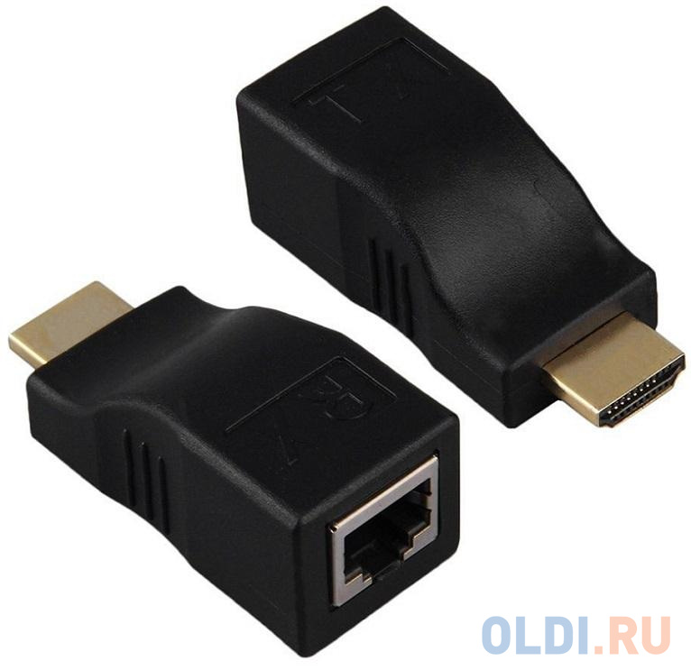HDMI extender Orient VE042, удлинитель до 30 м по витой паре, FHD 1080p/3D (Ultra HD 4K до 5-6 м), HDCP, подключается 1 кабель UTP Cat5e/6, не требует