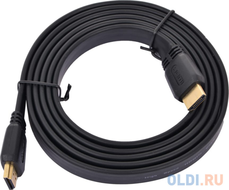 Кабель HDMI Gembird/Cablexpert, 1.8м, v1.4, 19M/19M, плоский кабель, черный, позол.разъе CC-HDMI4F-6