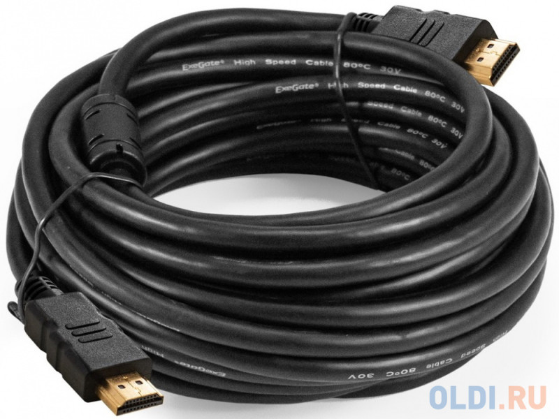 Кабель HDMI ExeGate EX-CC-HDMI2-7.5F (19M/19M, v2.0, 7,5м, 4K UHD, Ethernet, ферритовые кольца, позолоченные контакты)