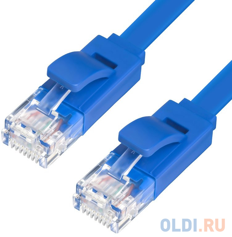 Greenconnect Патч-корд прямой 2.0m, UTP кат.5e, синий, позолоченные контакты, 24 AWG, литой, GCR-LNC01-2.0m, ethernet high speed 1 Гбит/с, RJ45, T568B