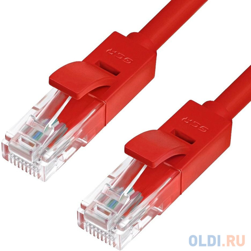 Greenconnect Патч-корд прямой, малодымный LSZH 0.5m UTP кат.6, красный, 24 AWG, литой, ethernet high speed, RJ45, T568B, GCR-50711