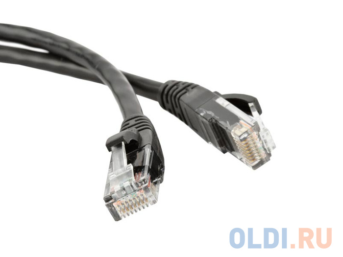 Патч-корд RJ45 - RJ45, 4 пары, UTP, категория 5е, 0.3 м, черный, TWT TWT-45-45-0.3-BK