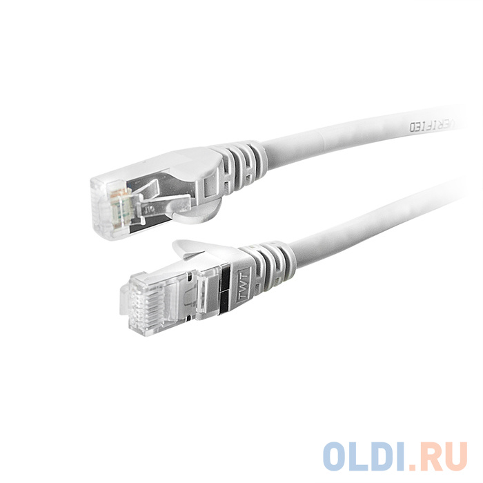 Патч-корд RJ45 - RJ45, 4 пары, FTP, категория 6, 7 м, серый, TWT