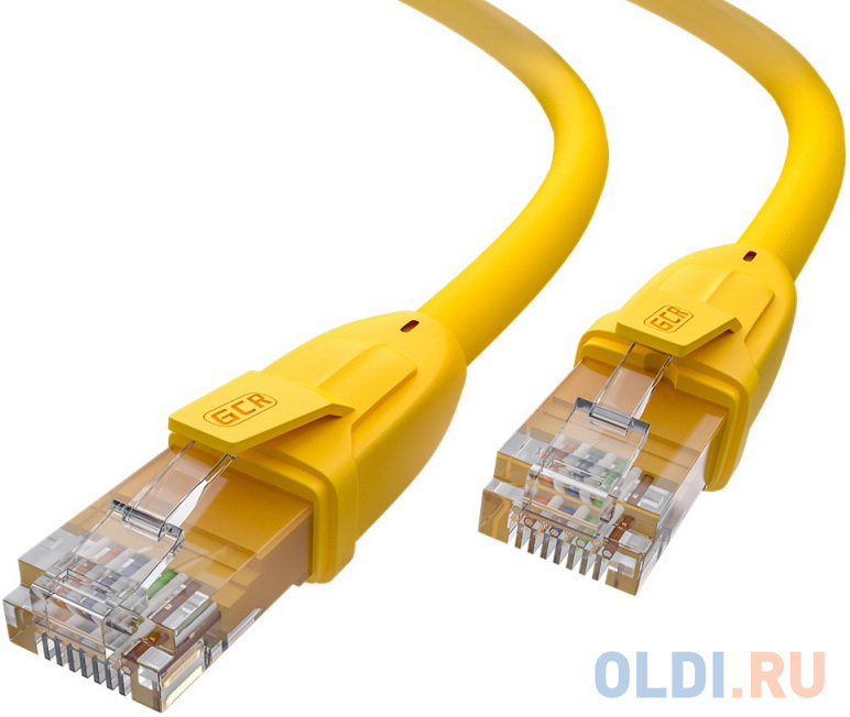 GCR Патч-корд прямой 2.0m UTP кат.6, желтый, 24 AWG, литой, ethernet high speed, RJ45, T568B, GCR-52371