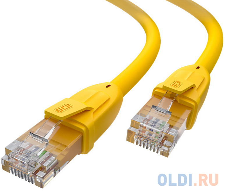 GCR Патч-корд прямой 5.0m UTP кат.6, желтый, 24 AWG, ethernet high speed, RJ45, T568B, GCR-52375