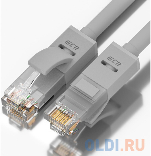 GCR Патч-корд прямой 11.0m UTP кат.5e, серый, позолоченные контакты, 24 AWG, литой, ethernet high speed 1 Гбит/с, RJ45, T568B, GCR-51514