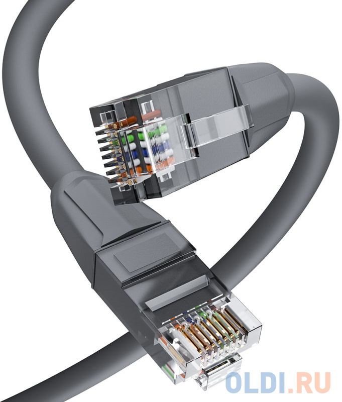 GCR Патч-корд прямой 2.0m LSZH UTP кат.6, серый, 24 AWG, литой без фиксатора, ethernet high speed, RJ45, T568B, GCR-52750