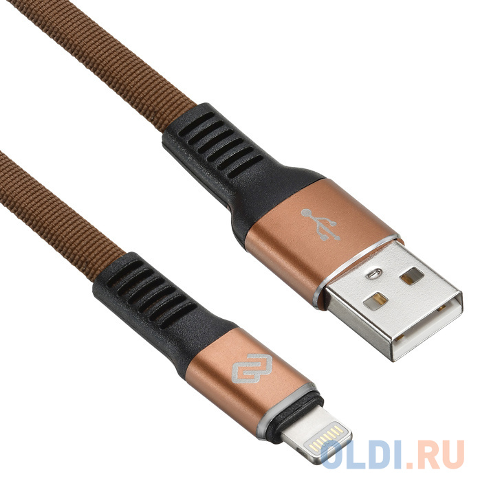 Кабель Lightning 1.2м Digma 1080341 плоский коричневый