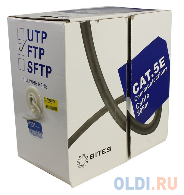 Кабель F/UTP indoor 4 пары категория 5e 5bites одножильный 24AWG CCA PVC 305m FS5505-305A