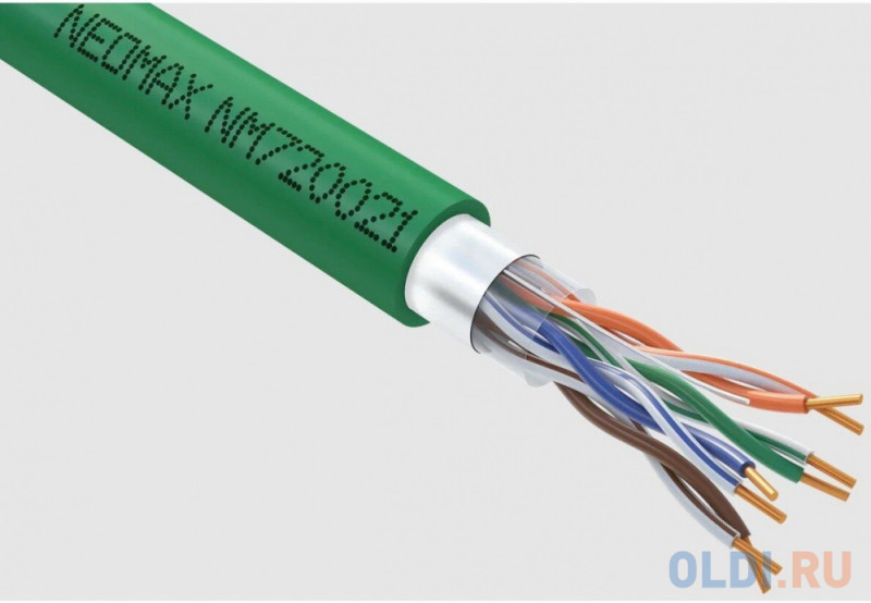 Кабель NEOMAX [NM720021] F/UTP cat.5e 4x2x0.52, 24 AWG, Медь, внутренний, PVCLS нг(А)-LSLTx, 305м, зеленый