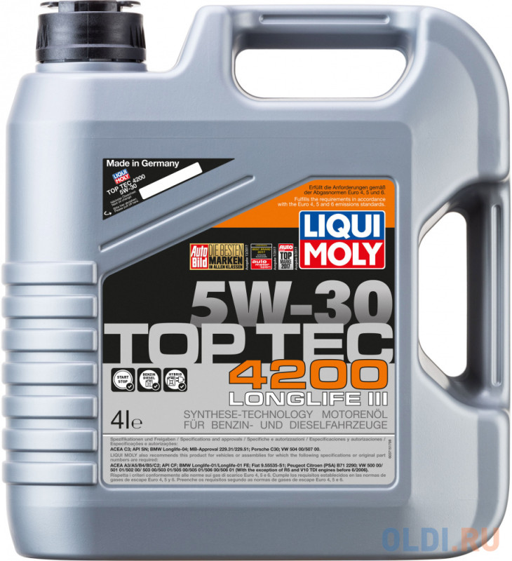 НС-синтетическое моторное масло LiquiMoly Top Tec 4200 5W30 4 л 3715