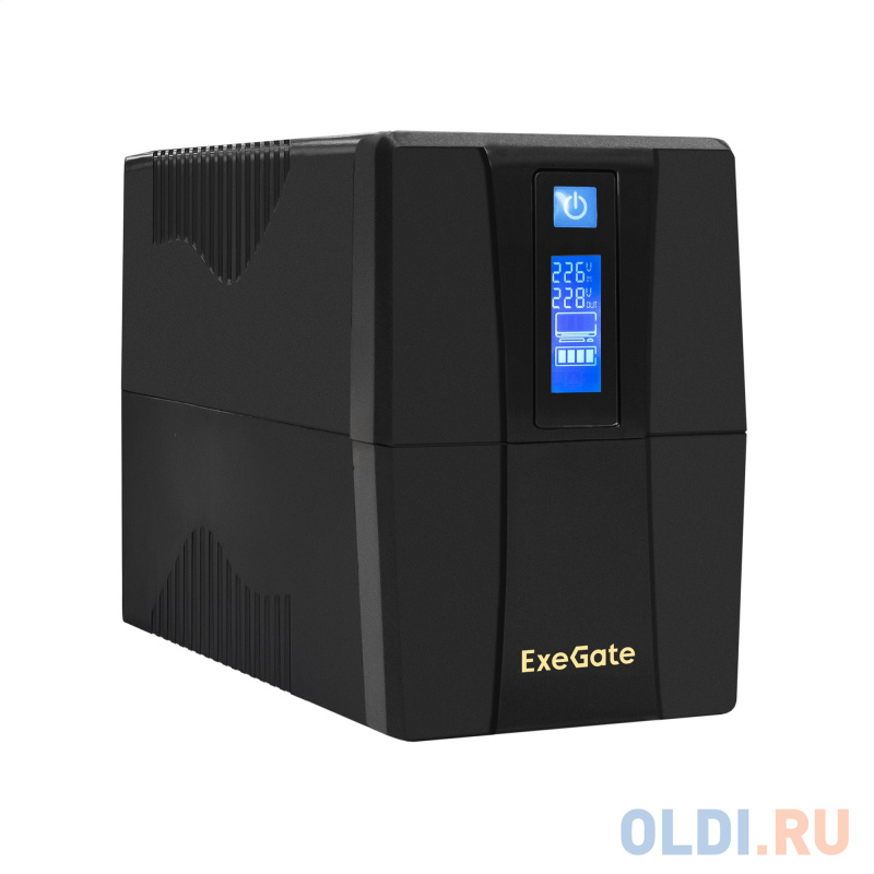 Exegate EP285568RUS ИБП ExeGate Power Smart ULB-650.LCD.AVR.EURO <650VA/360W, LCD, AVR, 2 евророзетки, Black>