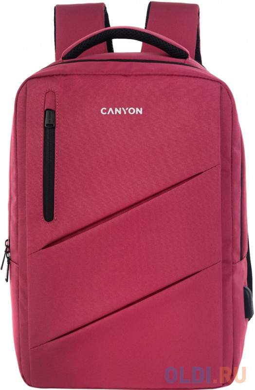 CANYON BPE-5, Laptop backpack for 15.6 inch, Product spec/size(mm): 400MM x300MM x 120MM(+60MM), Red, EXTERIOR materials:100% Polyester, Inner materia