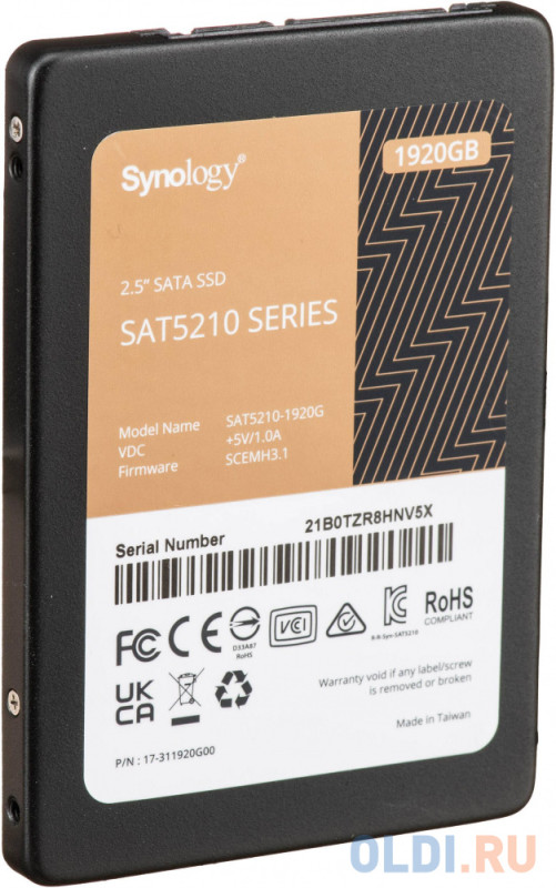 SSD жесткий диск SATA2.5" 1.92TB 6GB/S SAT5210-1920G SYNOLOGY