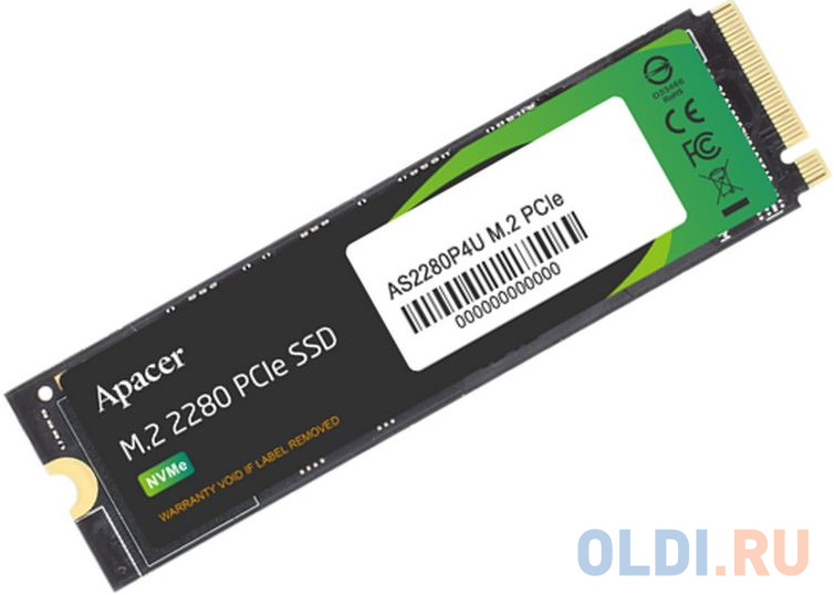 Apacer SSD AS2280P4U 256Gb M.2 PCIe Gen3x4, R3500/W1200 Mb/s, MTBF 1.8M, 3D NAND, NVMe, Retail (AP256GAS2280P4U-1)