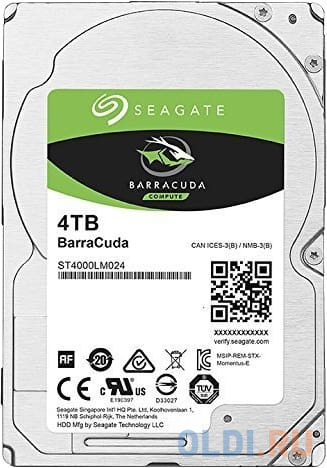 Жесткий диск для ноутбука 2.5" 4Tb 5400rpm 128Mb cache Seagate BarraCuda 2.5 SATAIII ST4000LM024