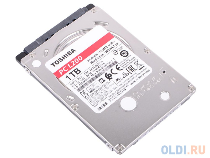 Жесткий диск 2.5" 1Tb Toshiba HDWL110UZSVA L200 Slim (7mm) SATA-III (128mb, 5400rpm)