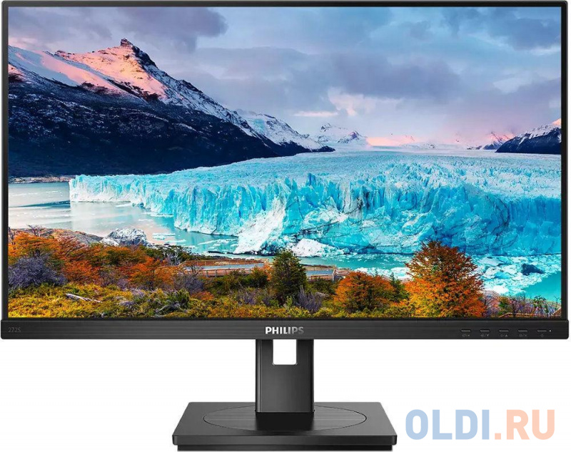 МОНИТОР 27" PHILIPS 272S1M/00 Black с поворотом экрана (IPS, 1920x1080, 75Hz, 4 ms, 178°/178°, 250 cd/m, 50M:1, +DVI