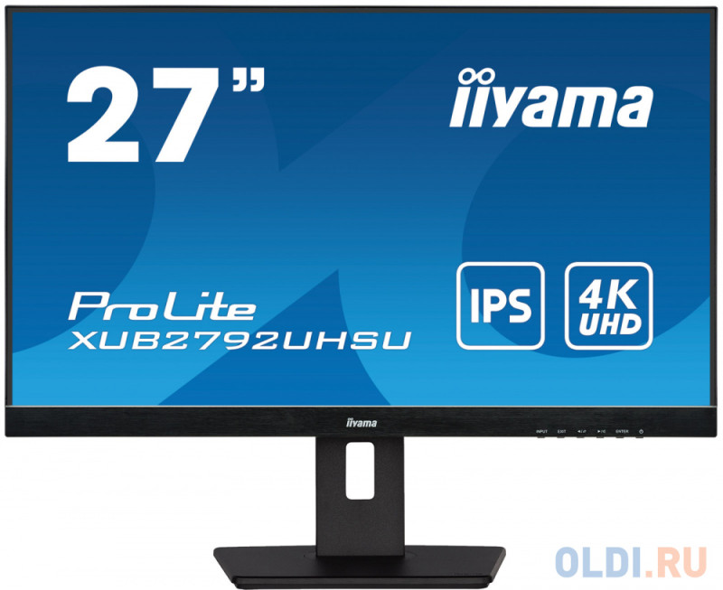 Монитор Iiyama 27" XUB2792UHSU-B5 черный IPS LED 16:9 DVI HDMI M/M матовая HAS Piv 350cd 178гр/178гр 3840x2160 60Hz DP 4K USB 6.7кг
