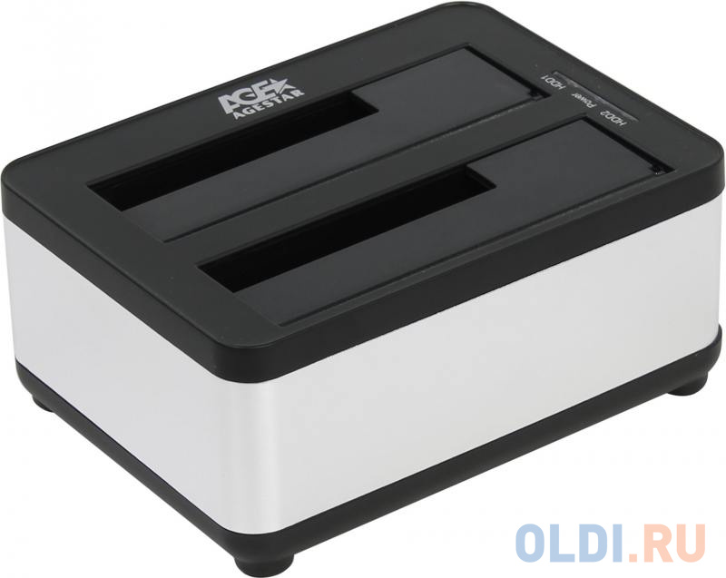 Док станция для HDD 2.5"/3.5" SATA AgeStar 3UBT8 (SILVER) clone, USB3.0, пластик+алюминий, серебристый,