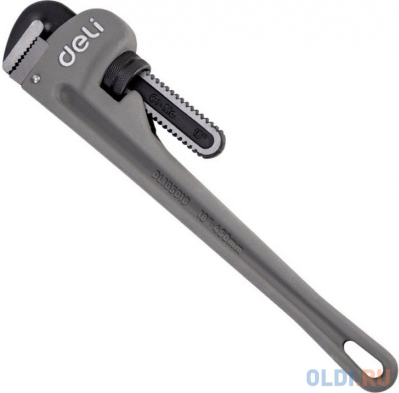 Трубный ключ Стиллсона облегченный Deli DL105018  405мм, максимальное открытие 60мм, Cr-Mo + алюминиевый сплав
