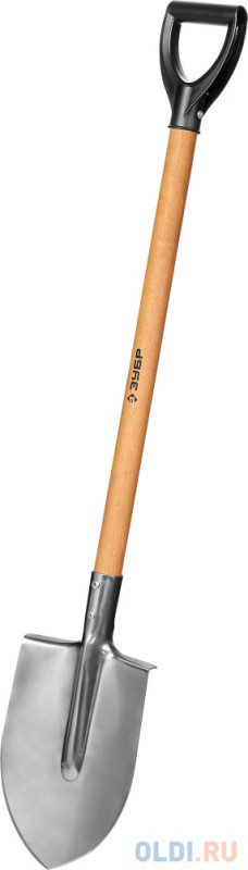 Лопата "Мастер-НС" штыковая из нержавеющей стали, деревянный черенок, с рукояткой, ЗУБР