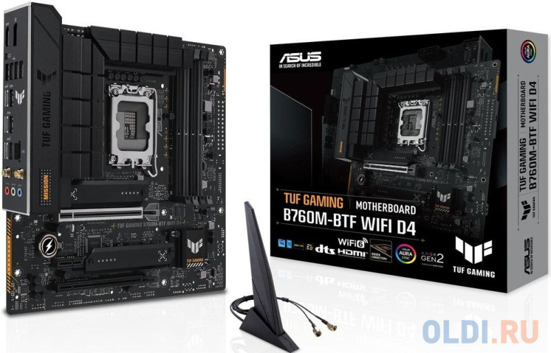 ASUS TUF GAMING B760M-BTF WIFI, LGA1700, B760, 4*DDR5, 4*SATA, 3*M.2, 5*USB 3.2, 4*USB 2.0, Type-C, 2*PCIx16, 1*PCIx1, DP+HDMI, mATX; 90MB1G50-M0EAY0