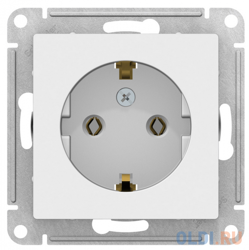 Механизм розетки SCHNEIDER ELECTRIC ATN000143  1-м сп atlas design с заземл. 16а бел.