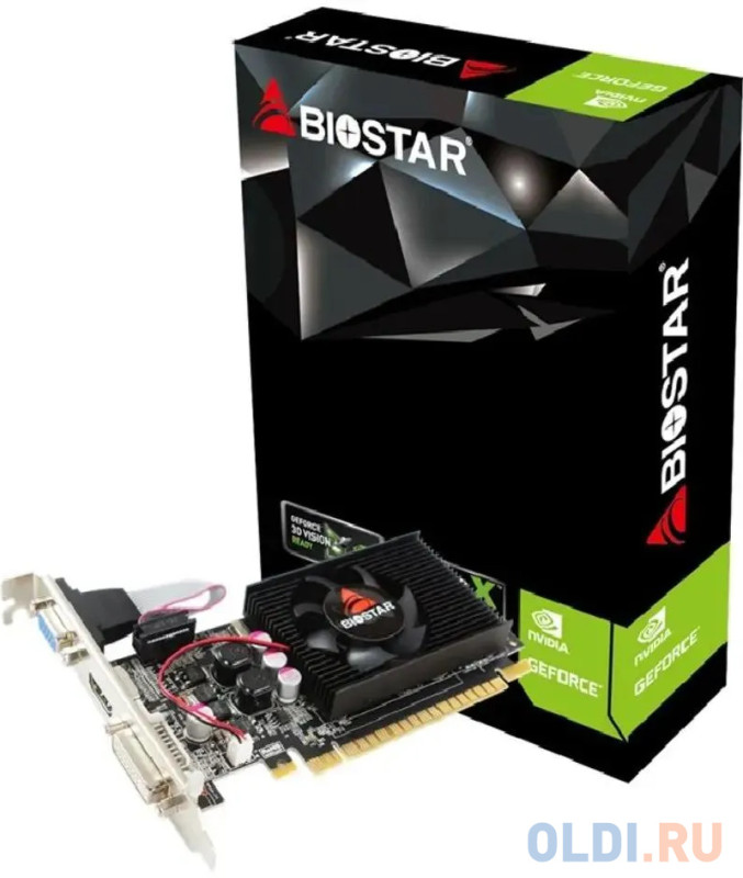 Видеокарта Biostar PCI-E G210-1GB D3 LP NVIDIA GeForce 210 1Gb 64bit DDR3 589/1333 DVIx1 HDMIx1 CRTx1 Ret low profile