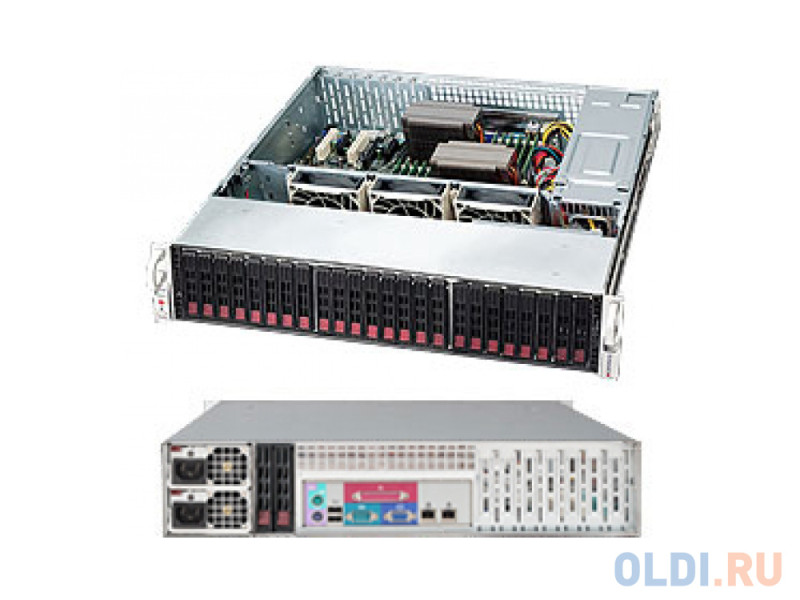 Корпус Supermicro CSE-216BE1C-R920LPB 2U, 24x2.5"HDD, Single SAS3 (12Gbps) expanders, LP , 2x920W