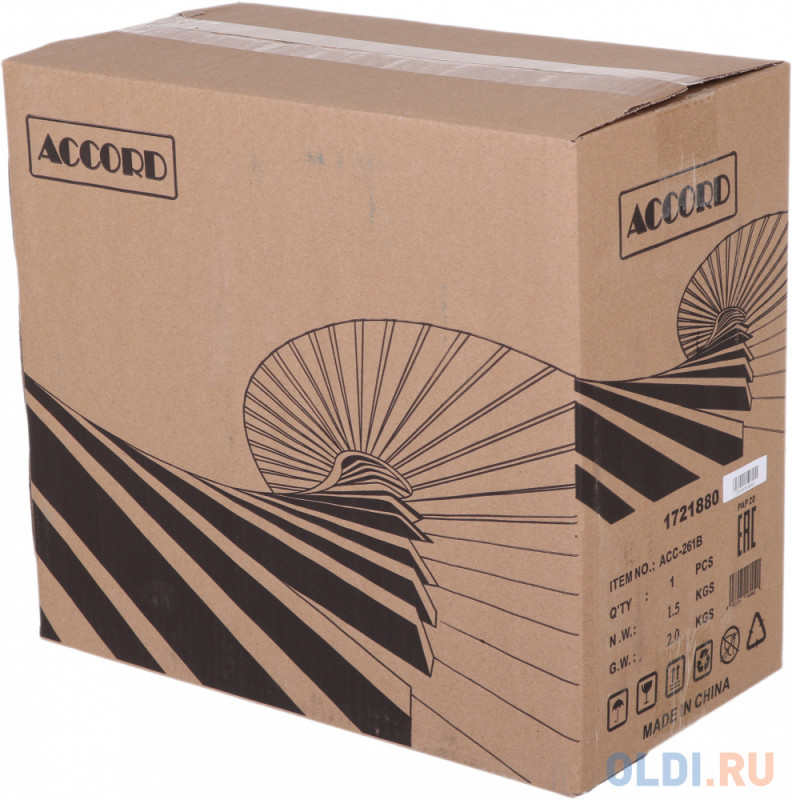 Корпус Accord ACC-261B черный без БП mATX 1x80mm 1x92mm 2x120mm 2xUSB2.0 1xUSB3.0 audio