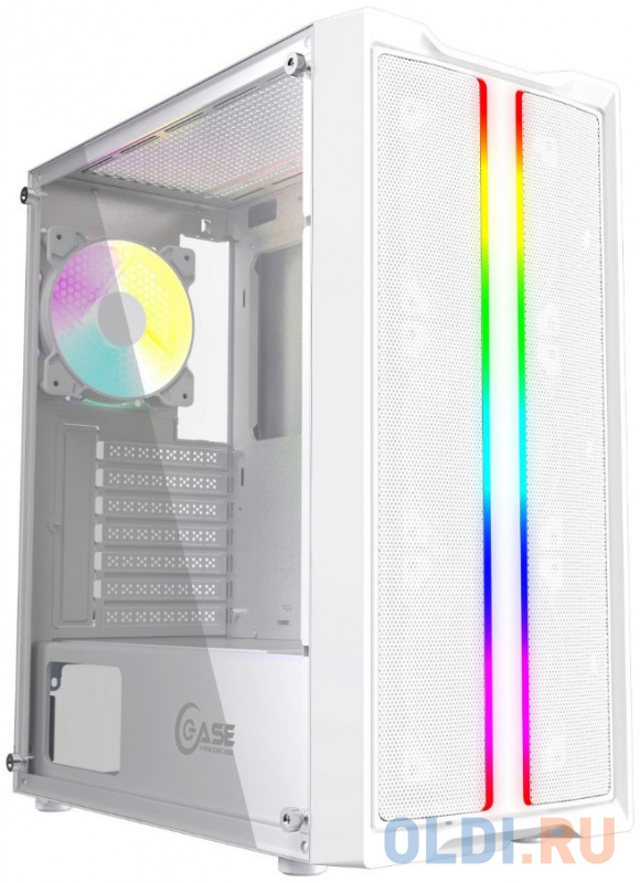 Корпус Powercase Mistral Evo White, Tempered Glass, 1x 120mm PWM ARGB fan + ARGB Strip + 3x 120mm PWM non LED fan, белый, ATX  (CMIEW-F4S)