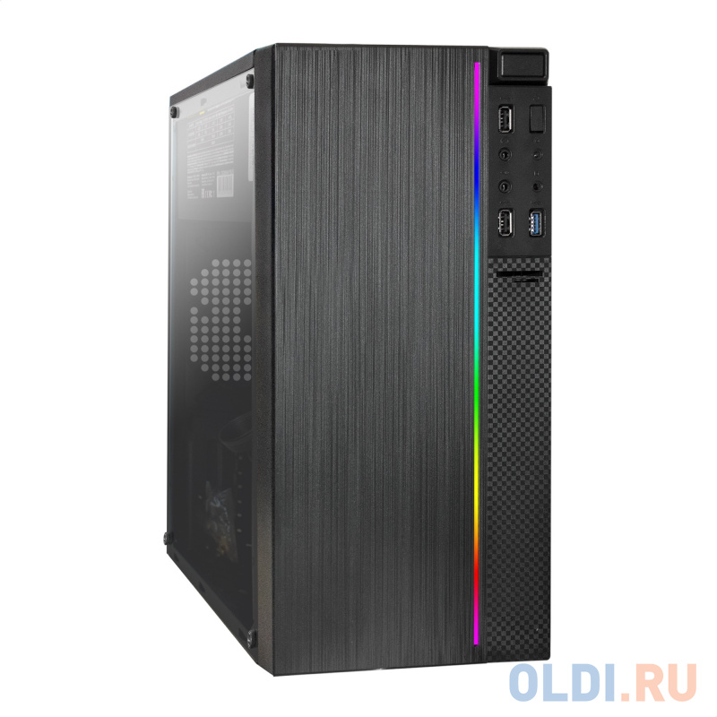 Корпус Minitower ExeGate mEVO-9301-EVO800 (mATX, БП EVO800RGB с вент. 12см, с окном, 2*USB+1*USB3.0, HD аудио, черный, с RGB подсветкой)